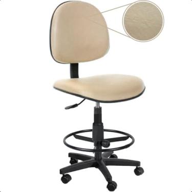 Imagem de Cadeira de Escritório Caixa Alta Balcão Recepção Executiva com Rodízios Bege Escritex - Conforto Estilo e Funcionalidade