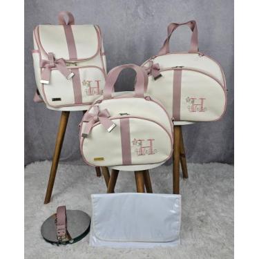 Imagem de KR RK Bolsas Maternidade Mala G, Mala M, Mochila Luxo Eleganc, Off whi