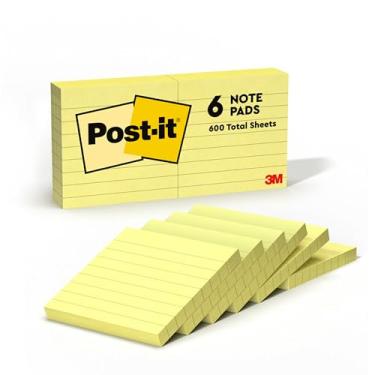 Imagem de Post-it Notas 7,6 cm x 7,6 cm 6 blocos revestidos em amarelo canário notas adesivas favoritas dos EUA remoção limpa reciclável