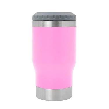 Imagem de Copo Térmico Multifuncional 420ml, Porta Long Neck e Latas, Aço Inox com Tampa, Rosa