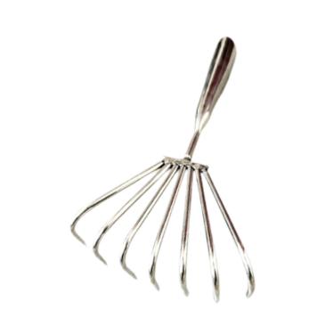 Imagem de Fenteer aço inoxidável, ancinho de garra, cabo confortável, portátil, fácil de usar, ancinho de mão, ferramenta para soltar folhas, conchas de frutos do mar , 7 Dentes 5cm