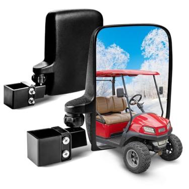 Imagem de NOKINS Espelhos para carrinho de golfe sem perfuração (L/R), espelhos retrovisores de carrinho de golfe compatíveis com Club Car/EZGO/Yamaha e outros tubo quadrado de 1,9 cm/2,5 cm/3,2 cm, ângulo de