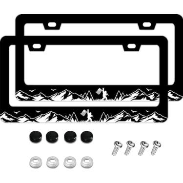 Imagem de FIORDY 2 peças de moldura de placa de licença de pé grande molduras personalizadas para placa de carro suporte de placa de licença de aço inoxidável com parafusos para mulheres e homens 15 x 12