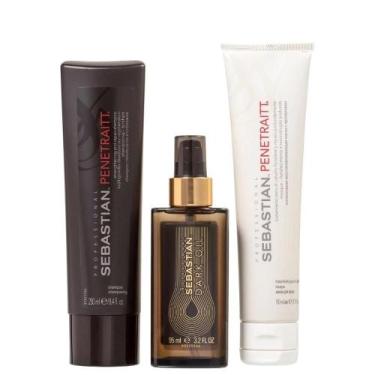 Imagem de Kit Sebastian Penetraitt Shampoo + Máscara + Dark Oil 95Ml