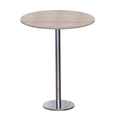Imagem de Mesa Pisa Beta Bistrô Fratini 107,50cm (a) Disco Redondo Inox Tampo Mdp Redondo Castanheira 60cm (l)