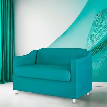 Imagem de Namoradeira Bia Decorativa Reforçada Recepção Clinica Salão Sala De Estar Suede Azul Tifany