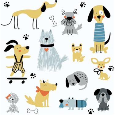 Imagem de FANCYEASY Papel de parede para cachorrinhos de 30,5 x 254 cm, papel de parede para quarto autoadesivo removível papel de parede de vinil fofo animal de contato para armários paredes berçário