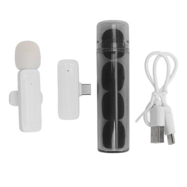 Imagem de Microfone Lavalier sem fio Professional 2.4g Ultra Baixa redução de ruído Redução de lapela Mic com 13h Battery Lifeting para gravação de vídeo Entrevista de podcast Vlog (Branco)