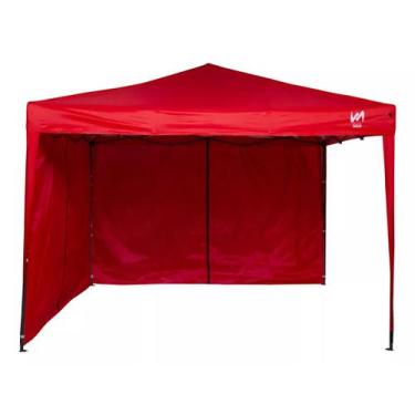 Imagem de Gazebo Dobrável 3x3 Tendas Wild - Praia E Campo 2 Paredes - Vermelho