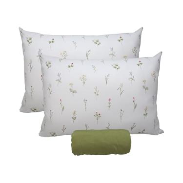 Imagem de Jogo de Lençol 3 Peças Portallar Classic Cotton Vitoria/Verde Pedra King