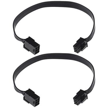 Imagem de Micro Traders 2 cabos de extensão PCIe de 6 pinos, adaptador macho para fêmea de 6 pinos, 18 AWG, 12 V, 30 cm, preto, pacote com 2, conector de trava, específico para placa de vídeo PCIe