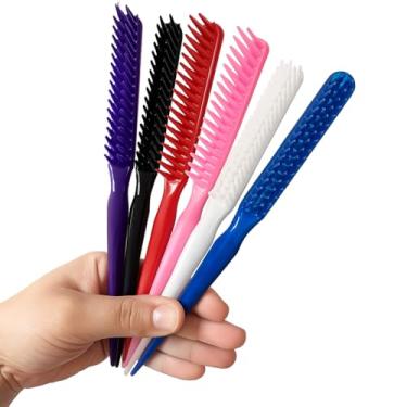 Imagem de Pente Tres Fileiras，Kit 6 Pentes Cabo Fino TrêS Fileiras Escova TrêS Fileiras Sortidos(6 UNIDADES)