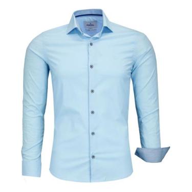 Imagem de Camisa Social Amil Masculina Slim Algodão Com Elastano 1808, Azul bebê