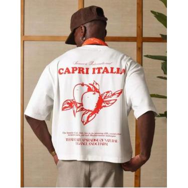 Imagem de Camiseta Oversized Camisa Masculina Algodao Capri Italia - Helvog, Bra