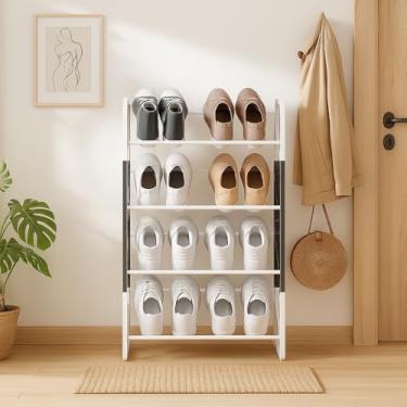 Imagem de Sapateira Porta Sapatos Calçados Moderna Rack Organizador Multiuso Hall De Entrada 4 Andares 8 Pares Ideal Para Quarto Closet Corredor