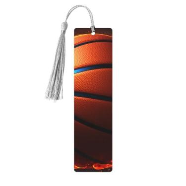 Imagem de Marcador de livro de madeira para homens e mulheres novidade mordaça basquete marcador de livro para amantes de livros, exclusivo feito à mão, com pingente de borla, acessórios para livros artesanais