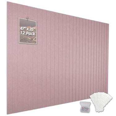 Imagem de TENACR Painel de parede de ripas de fundo alternativo de cortiça, quadro de avisos de escritório para decoração, adequado para exibir fotos e documentos, com etiquetas adesivas removíveis, pacote com