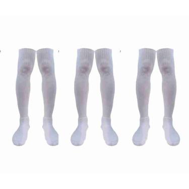 Imagem de Kit 3 Meião de Futebol Kanxa Profissional Juvenil 33/38, Branco