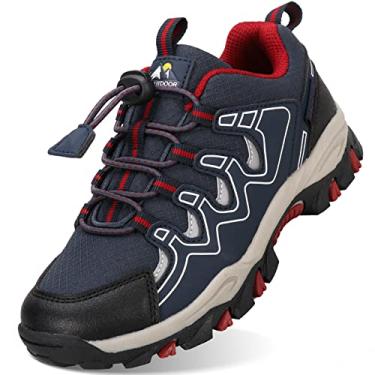 Imagem de UOVO Tênis infantil para meninos e meninas, caminhada, corrida, uso ao ar livre, tênis à prova d'água antiderrapante (crianças pequenas/grandes, Azul, vermelho, 11 Little Kid