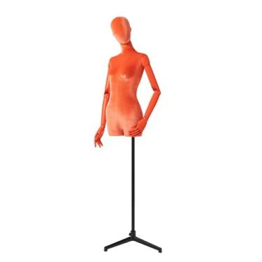 Imagem de Mannequin Manequins de varejo humano para loja de roupas, altura ajustável de 62,2 a 78,7 pol., suporte de metal para manequim, braço de madeira maciça articulado(Orange,Triangle)