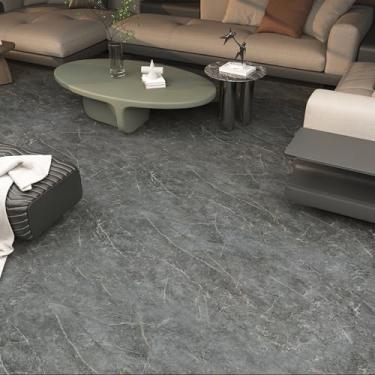 Imagem de BOMENG Revestimento de mármore cinza fosco à prova d'água para piso de 61 cm x 407 cm papel de parede de PVC para contato para vinil cinza escuro adesivo de piso laminado para cozinha e banheiro