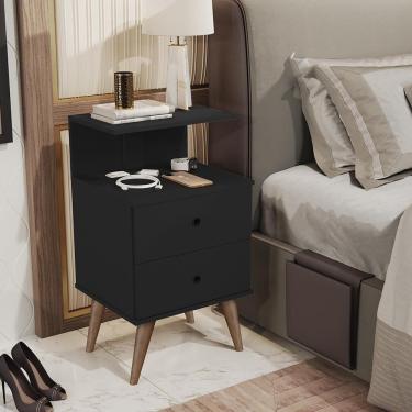 Imagem de Mesa De Cabeceira Madri Preto 2 Gavetas Preto