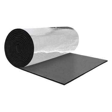 Imagem de X AUTOHAUX 394 mil 10 mm 6,5 m² Tapete de amortecimento de som de carro folha de alumínio material de proteção térmica universal para capô barco capa de motor 100 cm x 60 cm tom prateado