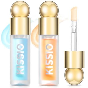 Imagem de KISSIO Brilho labial volumoso, hidratante e elástico, protetor labial e cuidado labial para uso diurno e noturno, com óleo de gengibre, hortelã-pimenta e jojoba, transparente, 10 ml