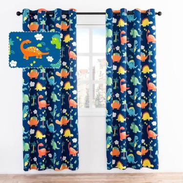 Imagem de Cortinas Blackout Sivio para quarto infantil Dinosaur 132x160cm