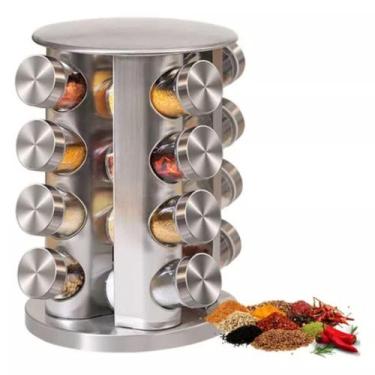 Imagem de Kit Porta Tempero Giratório Inox/Vidro Organização Prática - ZONNE