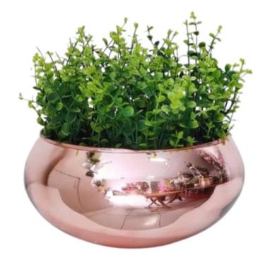 Imagem de Arranjo Com Folhagem Verde Eucalipto Realista Vaso Rosé - La Caza Stor