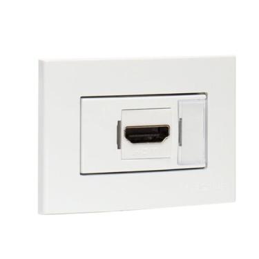 Imagem de Conjunto Tomada HDMI Embutir Mesa Moveis planejados MDF Sleek Branco M