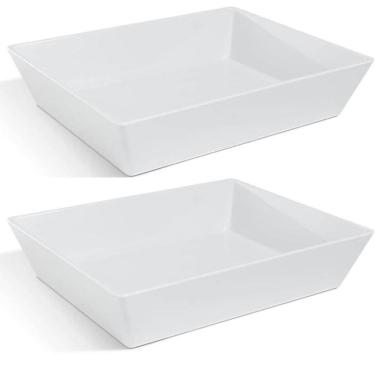 Imagem de Kit 2 Travessas Retangular Branca 3,5L Profissional Servir Buffet Melamina Haus Concept...