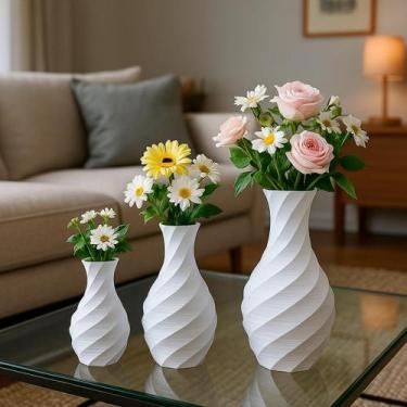 Imagem de KIt 3 Vasos PLA biodegradável em impressão 3D  toque moderno e ecológi