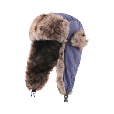 Imagem de Chapéu Bomber Ushanka de Inverno - Pele Sintética Térmica CAMOLAND, Az