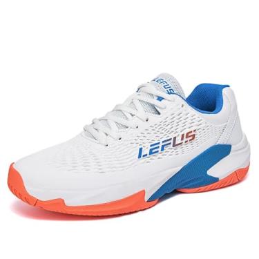 Imagem de Tênis masculino para uso interno e externo Pro Pickleball com suporte de arco para todas as quadras, tênis atlético de raquete para esportes de raquete, Branco, 10 Women/8 Men