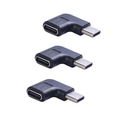 Imagem de Adaptador de ângulo reto tipo C, adaptador tipo C macho para fêmea tipo C, pacote com 2, adaptador tipo C de 90 graus, adaptador de extensão tipo C de 90 graus para laptop e tablet e celular