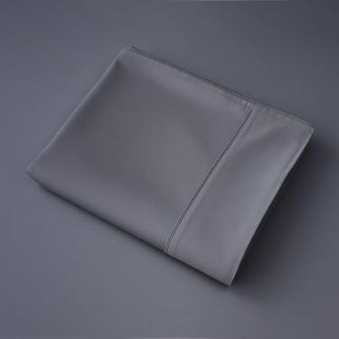 Imagem de Apenas lençóis de algodão, lençol de cima 100% algodão 600 fios, 100% algodão, lençol de cima Queen apenas 1 peça, fresco, respirável, enrugado (cinza escuro Queen 1 peça)