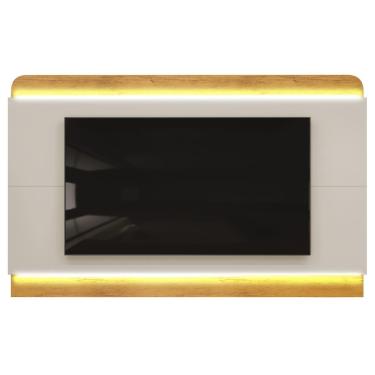 Imagem de Rack Bancada c/ Painel p/ TV até 75 Polegadas Nadine Led 219x136cm Bali/Cedro - DJ Móveis