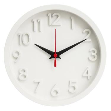 Imagem de Relógio de Parede 3D com Mecanismo Step Silencioso - Ideal para Cozinhas, Escritórios e Quartos (Branco)
