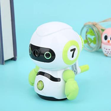 Imagem de Zerodis Apontador de Lápis Manual, Forma de robô, Baixo Ruído e Fácil de Usar, Design Fofo, Colocação Estável, Verde, Geométrica, Orifício único, Afiadores Educacionais Com Forma de robô, Lisonja