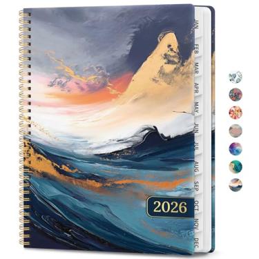 Imagem de Agenda 2026, agenda semanal e mensal, janeiro de 2026 a dezembro de 2026, agenda espiral de capa dura com abas mensais, páginas de notas, perfeito para mulheres e homens, A4 (21,6 cm x 28 cm