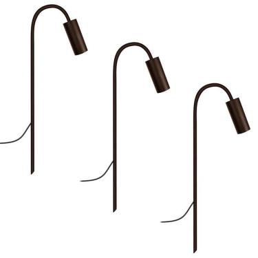 Imagem de Kit 3 Luminárias Balizador Chão Jardim Escada Marrom 50Cm
