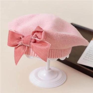 Imagem de Gorro De Malha Quente Com Laço Para Meninas, Confortável E Macio, Boné
