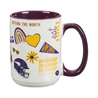 Imagem de The Memory Company | Caneca licenciada NFL com cabo de madeira de 425 g, Minnesota Vikings