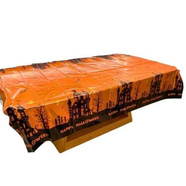 Imagem de Toalha De Mesa Plástica Metalizada 137x183cm Para Decoração De Hallowe