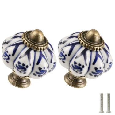 Imagem de Knobs de gabinete de cerâmica Zernmiarder, pacote com 12, azul marfim,