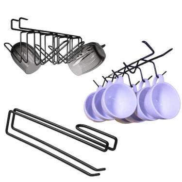 Imagem de Kit 3 Organizadores de Armário Xícara, Copo E Papel Toalha - Bella Dec