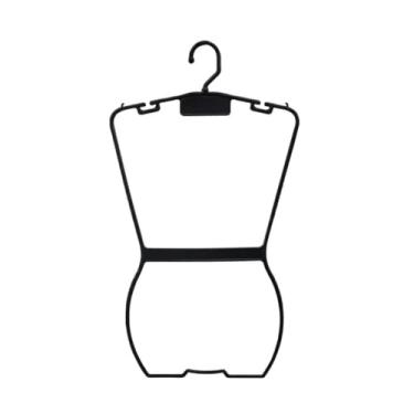 Imagem de Valemixxhome Kit 5 Cabides Silhueta Adulto em Metal, Cinza, 12x2cm, Design Corpinho para Biquíni e Maiô, Instalação Fácil, Ganchos Funcionais (Preto)