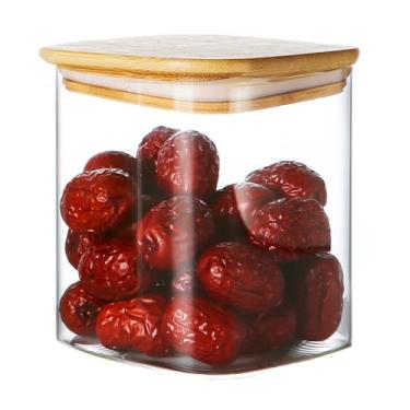 Imagem de Pote De Vidro Borossilicato Life 1 Litro Com Tampa De Bambu Hermética Para Armazenamento De Alimentos Secos, Recipiente Transparente, Ideal Para Organização De Cozinha E Despensa